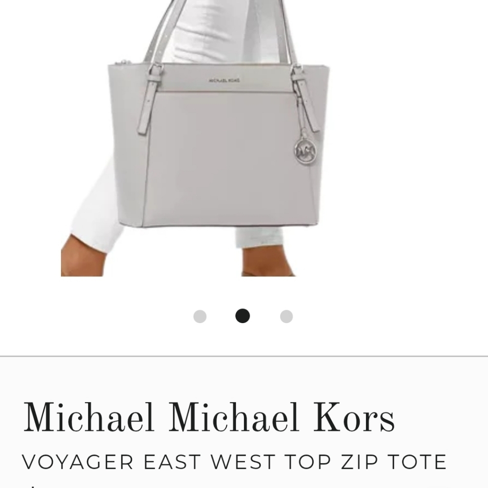 🩶 Michael Kors Light Gray Voyager Large Tote Silver Hardware - Picture 2 of 16